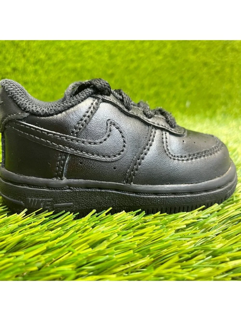Nike Air Force 1 Low Toddler Size 4C Triple Black Athletic Leather Shoes Sneaker